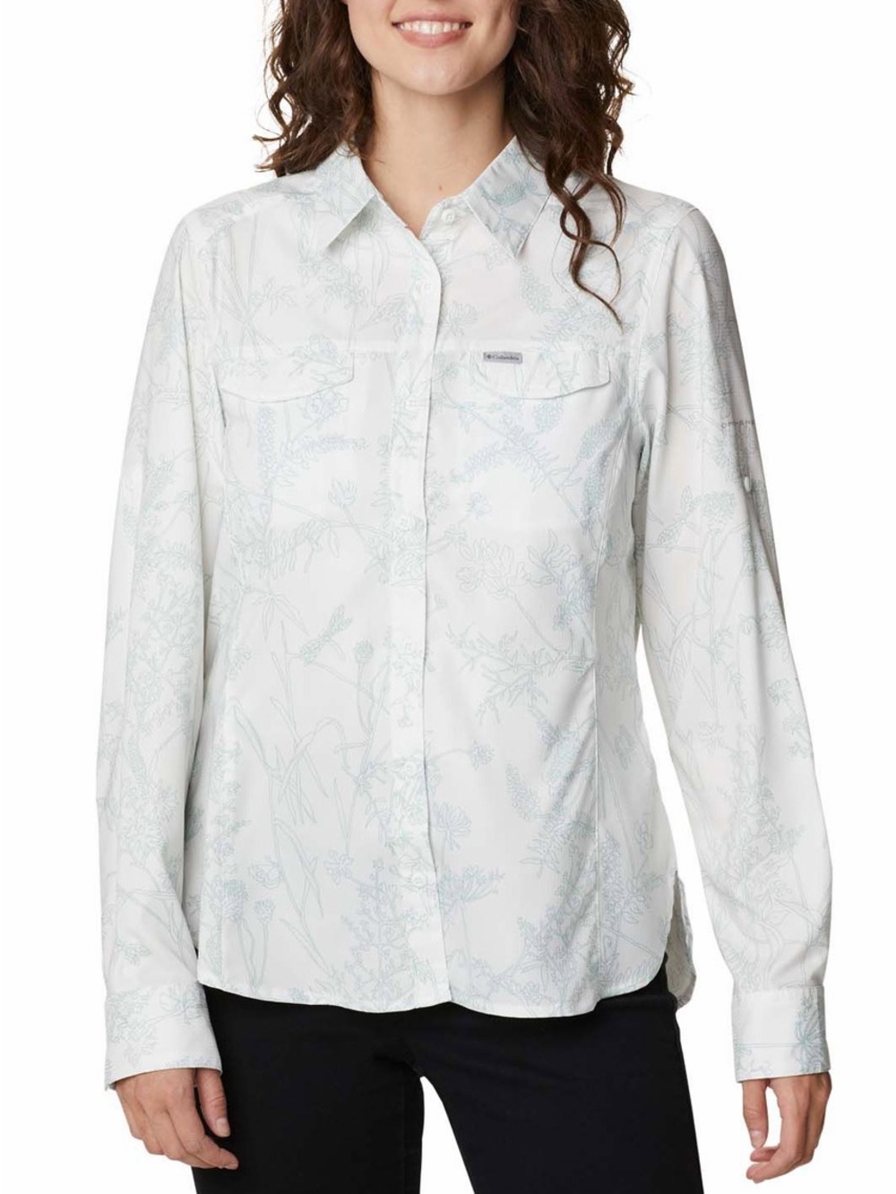 Columbia Silver Ridge Lite White Button-Front Floral Shirt Women sz. M